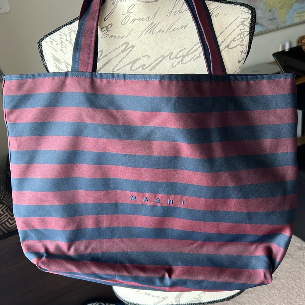 Striped Tote Bag with logo Marni